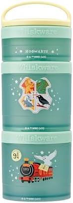 Whiskware Harry Potter Stackable Snack Containers for Babies, Kids, and Toddlers, 3 Stackable Snack Cups for School or Travel, Formula and Cupholder Friendly, Hogwarts