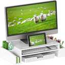 Simple Houseware Desk Monitor Stand Riser with Adjustable Organizer Tray, White