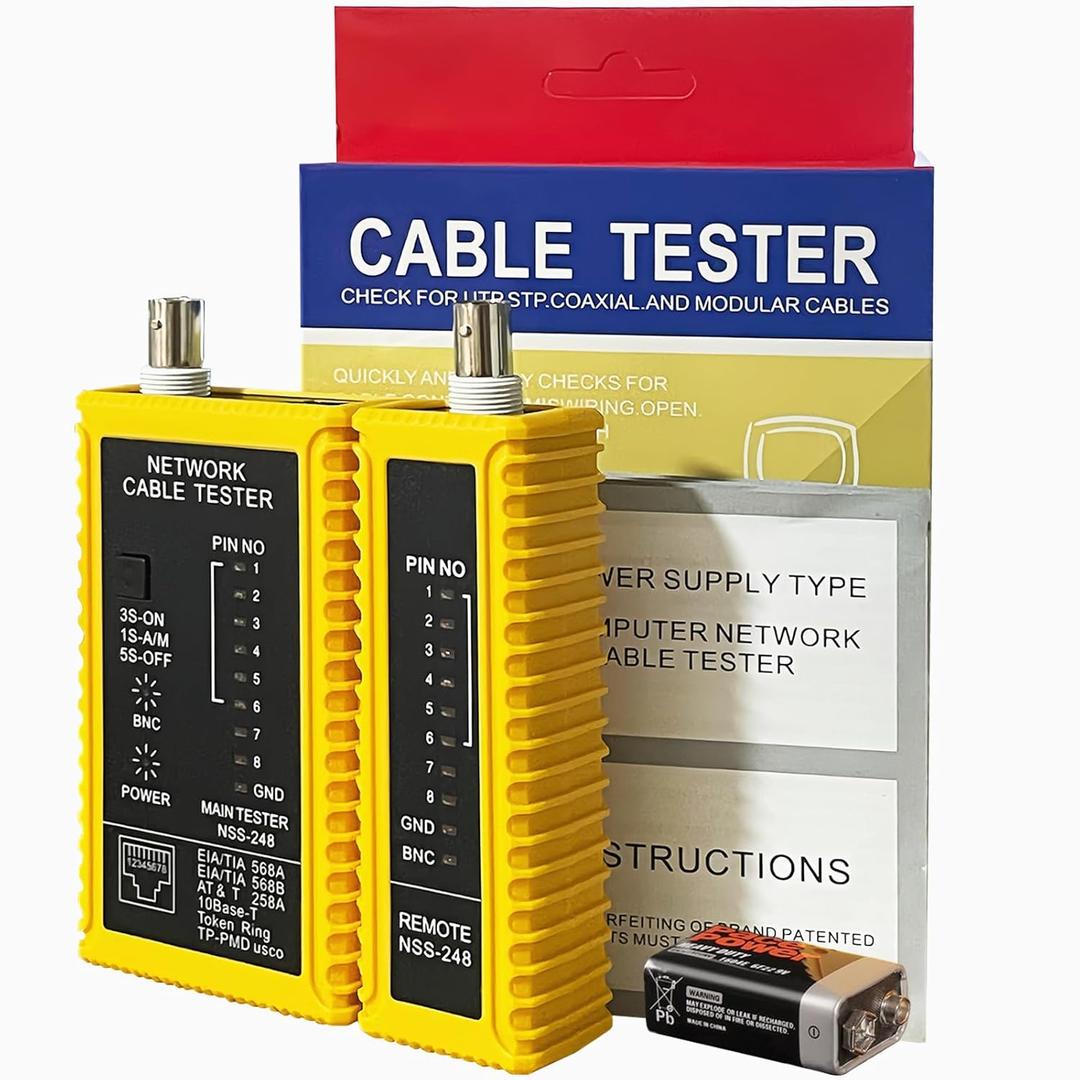 Coax Cable Tester, Coaxial Cable Tester for Coax(BNC or F-Style) and RJ45 Connectors