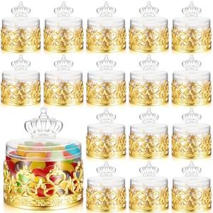 Cunhill 18 Pcs Mini Candy Bottles Mini Plastic Jars with Lids Small Champagne Bottles Storage Candy Favor Containers for Wedding Baby Shower Bridal Shower Party Favors Thank You Gifts (Gold)