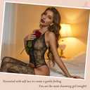 Sexy Lingerie for Women Fishnet Bodystocking, Plus Size Lingerie Crotchless Bodysuit Sexy Tights, One Size (Black)
