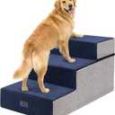 Veehoo 3 Steps Foam Dog Stairs for Large Dogs 18" H, 20" Extra Wide Dog Steps for Bed Couch with Support Board, Soft Non Slip Dogs Stairs Pet Ramp Ladder for Senior Elderly Pet, Support up to 110 lbs