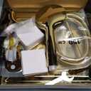 PinWin 12'' Dual Shower Head with Adjustable Extension Arm and 6-Setting Handheld Shower Head Combo, Brushed Gold