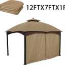 Gazebo Universal Replacement Privacy Curtain – Hugline 10' x 12' Gazebo Side Wall Outdoor Privacy Panel with Zipper (Khaki)