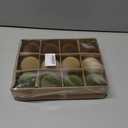 12 Pcs Velvet Christmas Balls Flocked Christmas Tree Hanging Ornaments Shatterproof Plastic Hanging Balls Decorations for Xmas Tree Party Home Holiday Decor (Brown, Green, Beige, 2.36 inch)