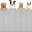 Silicone Cat & Dog Food Mat, 40" x 22" Extra Large Pet Feeding Mat for Cats and Dogs Bowl, Pet Placemat for Food and Water with Raised Edge, Waterproof, Leakproof (Grey)