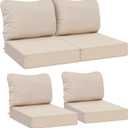 AAAAAcessories Outdoor Deep Seat Cushions, Waterproof, Fade-Resistant Patio Furniture Replacement Cushions, 24" x 24" x 5", Set of 4, Khaki Beige (24x24-19'' Mid Back-4 Count)