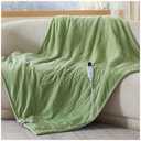 Bedsure Heated Blanket Throw Blanket - Fast Heating Electric Blanket, Soft Flannel Heated Throw with 4 Time Settings, 6 Heating Settings, Warm Gifts for Women Men (50x60 Inches, Sage Green)