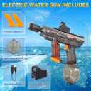 Electric Water Gun for Kids & Adults with Lights, 2 Batteries, 350CC, 26-29FT, Black Automatic Water Guns Squirt Blaster for Pool Party Beach Outdoor Play, Water Toys for Ages 4-8 8-12+