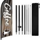 Coffee Advertising Swooper Flag Banners, Feather Flags with Pole and Ground Stake, 8FT Advertising Feather Banners Sign for Coffee Business