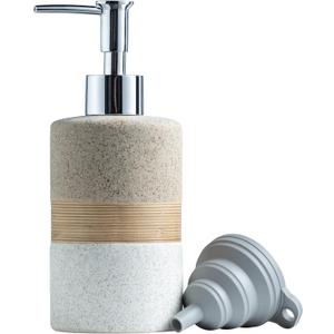 Ceramic Dish Soap Dispenser Set with Silicone Funnel, Hand Soap, Shampoo, Body Wash, Lotion Dispenser for Kitchen and Bathroom, Stainless Steel Pump, Non Slip, 12 Oz