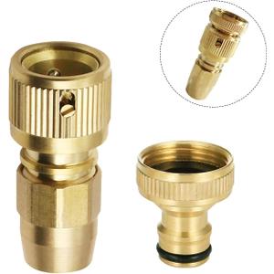Expandable Garden Hose Repair Kit,Solid Brass Hose Quick Connect Fittings,3/4 Inch GHT Female Faucet Adapter Flexible Hose Connectors Water Hose End Repair Accessories,1 Set