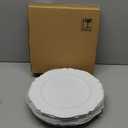 Foraineam 12 Pack White Charger Plates with Beaded Rim, 13 Inch Round Plastic Dinner Chargers, Scalloped Serving Plates for Table Settings Wedding Party Catering Event Decoration