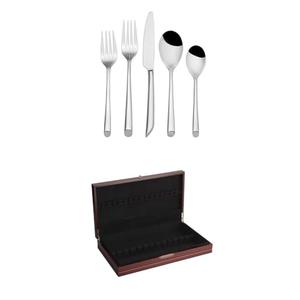 Towle Wave Flatware, 20-Piece Set, Silver and 19 inch Flatware Storage Chest (Missing 3 Pack)