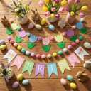 Frienda 4 Pcs Spring Garland Decorations Felt Pompom Ball Garlands Hello Spring Tulip Flower Banner for Holiday Birthday Party Carnival Decoration Photo Prop Nursery Easter Farmhouse Decor