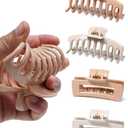 Mesovor 4 Pack Silicone Flexible Hair Claw Clips, Nonslip Large Bendable Claw Clip | Soft Hair Grip Hairclips for Thin and Thick (Dark Khaki, Light Khaki)