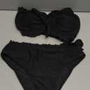 Women's Two Piece Swimsuit Strapless Ruffle Knot Front Bandeau Bikini Set Thong Bathing Suits Size, Small