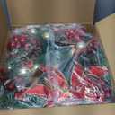 Christmas Wreaths for Front Door with Bow, 16" Christmas Door Wreath with Balls Berries & Pine Cones, Christmas Wreath for Door Home Wall Outdoor Decor