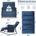 Oversized Outdoor Rocking Chair with Corduroy Cushions, 3-Level Adjustable Metal Patio Rocker with Footrest, Comfy Modern Lounge Chair for Porch, Balcony, Indoor(Navy)