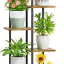 iDavosic.ly 7 Tier Tall Plant Stand Indoor, Tiered Corner Metal Wood Multiple Flower Holder Shelf, 58 Inch Orchid Display Rack for Patio Porch Living Room Balcony Outdoor, Modern Black & Rustic Brown