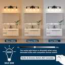 4-Light Bathroom Light Fixtures, Matte Black Modern Vanity Light with Clear Glass Shades, Bathroom Sconce for Mirror Living Room Cabinet Bedroom Porch,E26 Base(Bulbs Not Included)