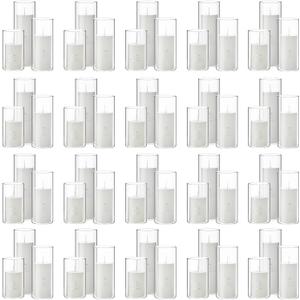 Shihanee 120 Pcs Pillar Candles and Glass Cylinder Vases Clear Cylinder Holders for Slim Pillar Candles Table Decoration (White)