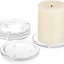 OwnMy 5PCS Clear Glass Candle Plates 3 Inch Pillar Candle Holders, Glass Coasters Small Round Candle Base & Plates and Trays for Dining Wedding Table Centerpieces