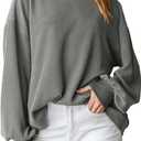 PRETTYGARDEN Womens Long Sleeve Tops 2025 Fall Fashion Shirts Trendy Clothes Casual Loose Crewneck Ribbed Knit Tunic Blouse (S)