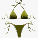 SOLY HUX Women's Halter Triangle Bathing Suit String Bikini Set Tie Side Two Piece Swimsuit S
