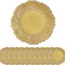 Coloch Set of 12 Gold Charger Plates, 13" Plastic Reef Serving Chargers for Dinner Plate Reusable Round Shiny Decorative Charger Plate for Wedding, Catering, Parties, Christmas, Home Dinner Use