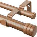 TONIAL 1 Inch Double Curtain Rods for Windows, 140 to 180 Inch, Wood Grain
