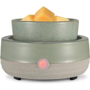 Wax Melt Warmer, Ceramic Electric Candle Wax Warmer 3-in-1 Oil Burner Fits Yankee Large Jar, Scented Candle Holder for Home Decor Thanksgiving Christmas Day Gifts (02-Light Green)