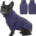 IECOii Dog Sweaters for Medium Dogs Girl Boy,Holiday Knit Doggy Sweatshirt with Sleeve,Turtleneck Thick Warm Dog Sweaters for Winter,Pullover Knitwear for French Bulldog,Boston Terrier (Blue, L)