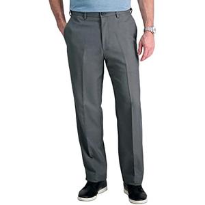 Haggar Men's Cool 18 Classic Fit Flat Front Hidden Expandable Waistband Casual Pant 34×30, Graphite