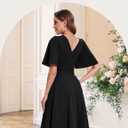 Bbonlinedress Women Midi Vintage Cocktail Party Tea Dress Short Sleeve Formal Wedding Guest Church Modest Dress (Black, M)