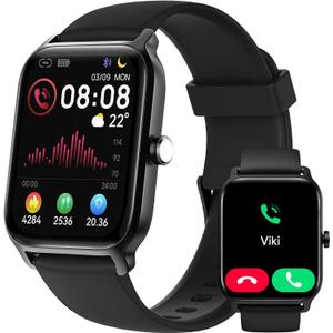 Smart Watch for Men, Alexa Built-in 1.85" HD Touchscreen Fitness Tracker with Bluetooth Call, 24/7 Heart Rate/Sleep/SpO2 Monitor, 100+ Sport Modes,2ATM Waterproof Smartwatch for Android iPhone(Black)