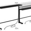 Kitstorack Narrow Sofa Table with Charging Station, 78.8" Behind Couch Table, Adjustable 24.4"-32.7" Height, Modular 2-piece Design for sectionals, entryways, Apartments, and Narrow Living Spaces, 7.99"D×78.8"W