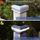 Sumaote 4x4 Solar Post Cap Light, 52 LEDs 160 Lumen Deck Post Lights IP65 Waterproof fit Actual 3.5" x 3.5" Wooden Posts, 6000K White LED Lighting, Outdoor Garden Yard Fence Decor, White Shell, 4 Pack