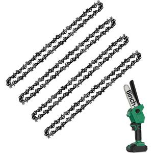 Mini Chainsaw Chain 6 Inch Replacement Guide Saw Chain for 6 inch Mini Cordless Electric Portable Battery Powered Handheld Chainsaw4-Pack