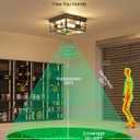 Outdoor Ceiling Light with Motion Sensor 12'', Flush Mount Porch Light, Exterior Light Fixture with Clear Glass, Dusk to Dawn 2-Light Fixture for Patio, Porch