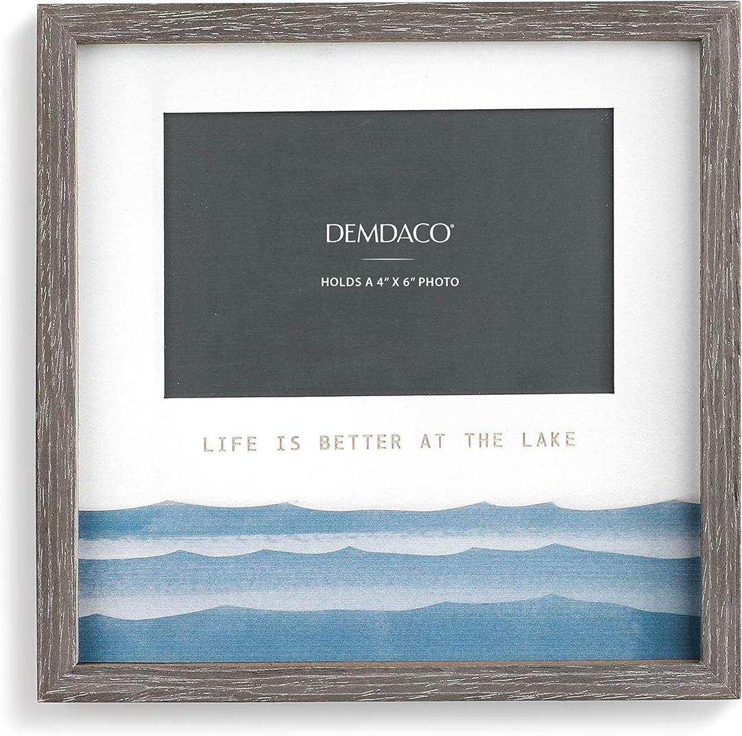 DEMDACO Life is Better at the Lake Blue 9.5 x 9.5 Wood Tabletop Picture Frame