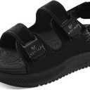 ONCAI Orthopedic Sandals Women with Arch Support Ladies Orthotic Recovery Walking Sandals Comfort Plantar Fasciitis Water Hiking Sandal for Woman 2026 Light Weight Outdoor Platform Shoes Black Size 6
