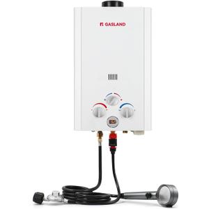 GASLAND BE264 Tankless Water Heater Propane 10L, 2.64GPM Outdoor Propane Shower for Camping & Off Grid, 68,000BTU, Digital Display, Overheating Protection, Easy Installation (White)
