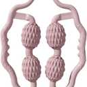 TOMOO 4 Wheels Muscle Roller Massager With Circular Leg Clamps - 360 Roller for Leg, Neck, Hand, Arm Relax - Indoor Sports, Yoga, Bodybuilding Equipment (Pink)
