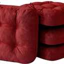 Chair Cushions for Dining Chairs, Dining Chair Cushions, Tufted Indoor Chair Pads with Ties & Non Slip Backing, Seat Cushions for Kitchen Chairs 16.5 x 16.5 x 3.5, Set of 4, Red (Pack of 4)