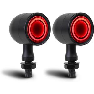 DREAMIZER Motorcycle Led Turn Signal Lights 2pcs,Bullet Blinker Motorcycle Front Rear Brake Light Universal Compatible with Harley Honda Suzuki Triumph Yamaha Bobber Cafe Racer Chopper (A/Black shell + yellow-red light)