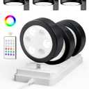 EZVALO Picture Lights for Wall with Charging Station, Rechargeable Battery Magnetic Poster Lights with 3 Color Temps & 12 RGB, Remote Dimmable Timer, Wall Decor Light for Art Display (6 Pack) (Black)