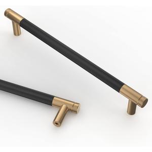 Asidrama 10 Pack 6.3 Inch(160mm) Matte Black and Champagne Bronze Cabinet Pulls Knurled Cabinet Handles Cupboard Handles Kitchen Cabinet Hardware for Cupboard Drawer Pulls