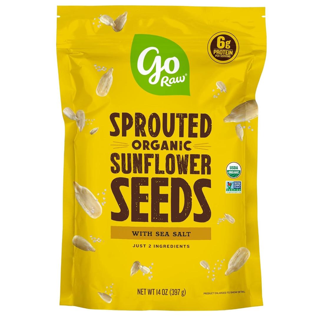 Go Raw Organic Sprouted Sunflower Seeds, 14 oz, Sea Salted, Keto, Kosher, Superfood (EXP 11/07/26)