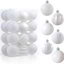 JOIEDOMI 24 Pcs White Christmas Balls Ornaments Set, 2.36" Christmas Tree Ornaments Shatterproof, Xmas Balls Hanging Decorations for Tree Wreath Garland Holiday Wedding Indoor Party Decor
